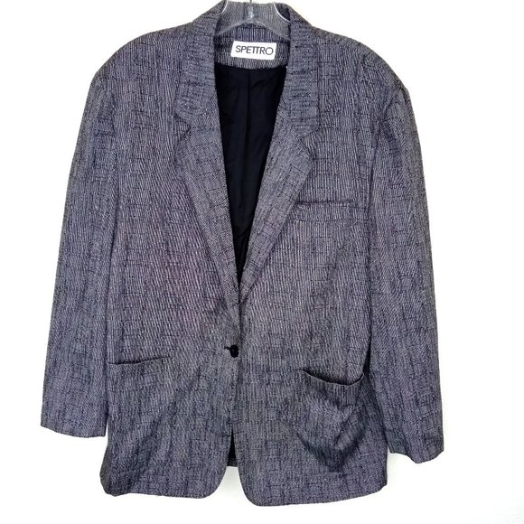 SPETTRO Men's Grey Woven Textured Buttoned Blazer - Picture 1 of 14